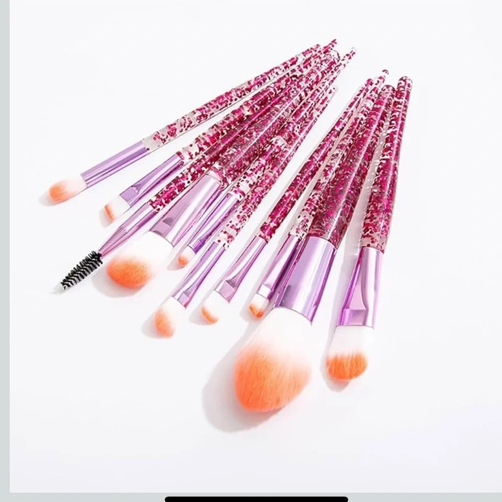 Pink Glitter Makeup Brush Set NWT